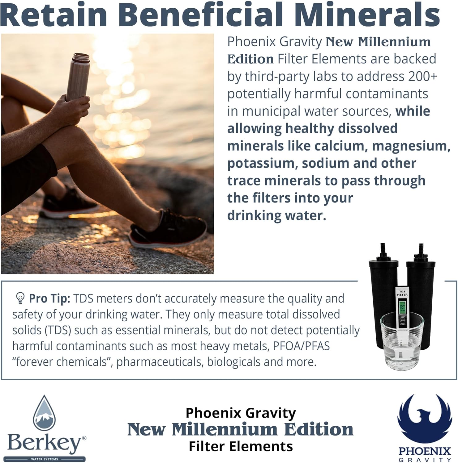 Berkey - Phoenix Gravity New Millennium Edition Water Filter Elements (Set of 2) - NMCL Endorsed Replacement in Lieu of Black Berkey Elements BB9-2