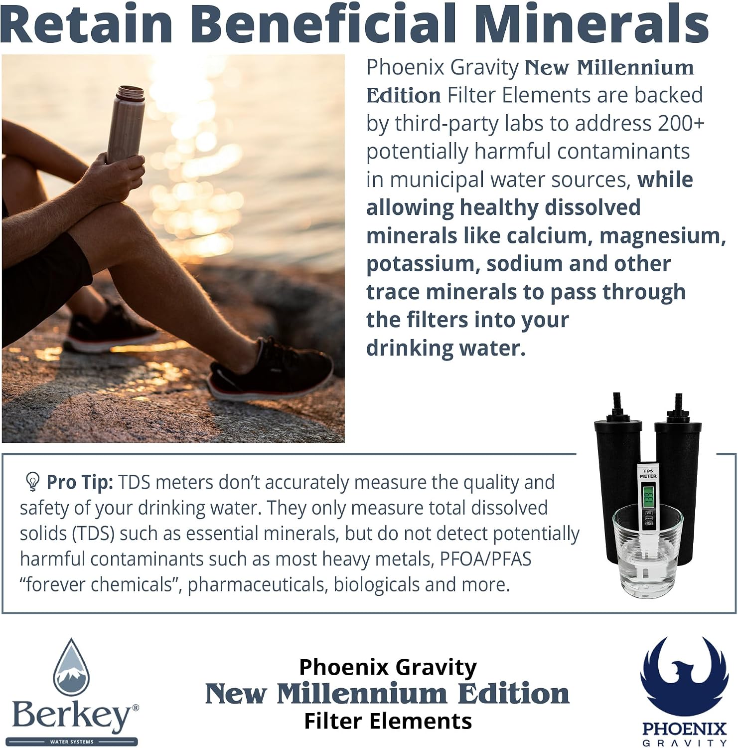 Berkey - Phoenix Gravity New Millennium Edition Water Filter Elements (Set of 4) - NMCL Endorsed Replacement in Lieu of Black Berkey Elements BB9-2