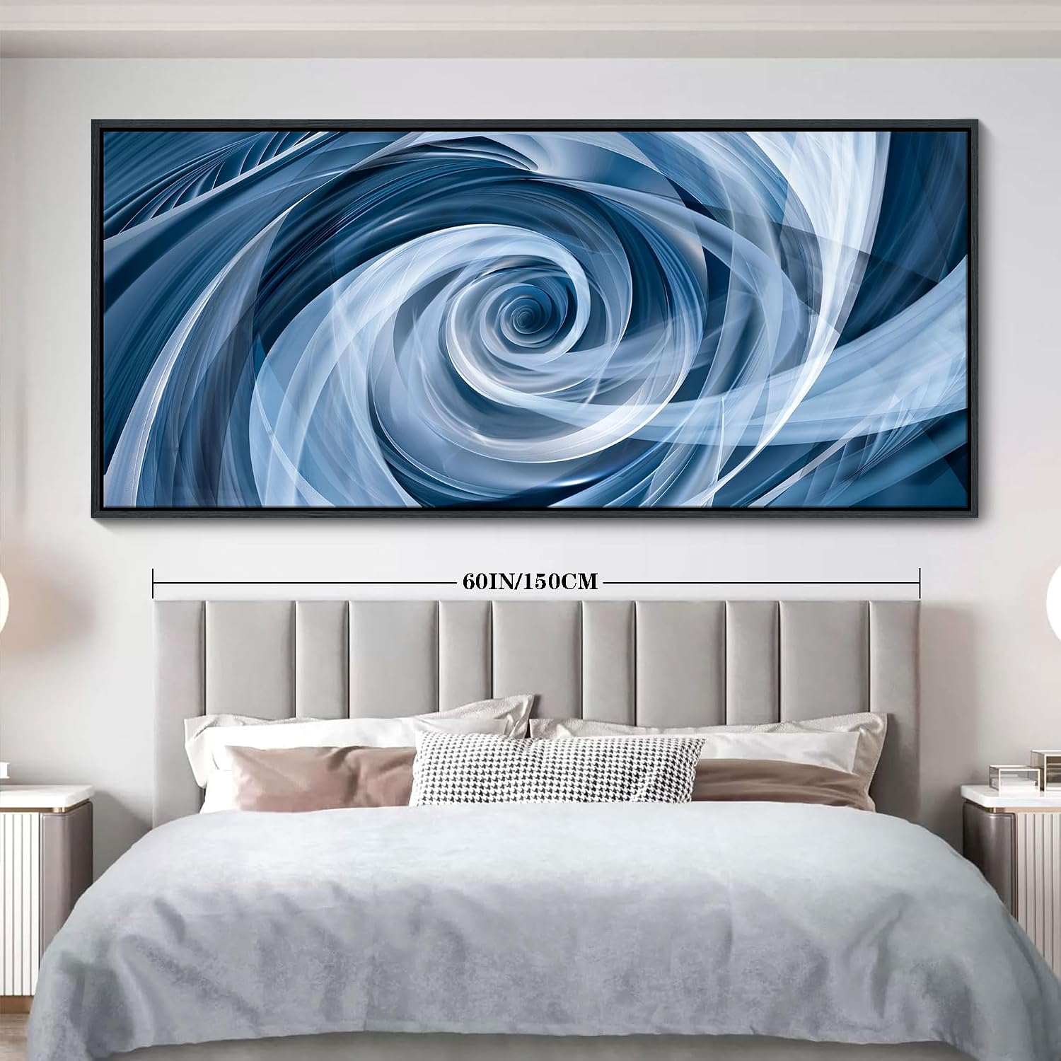 YDYSUNE Abstract art painting blue pictures wall decor white Vortex background modern artwork decoration living room bedroom kitchen 70x31inches
