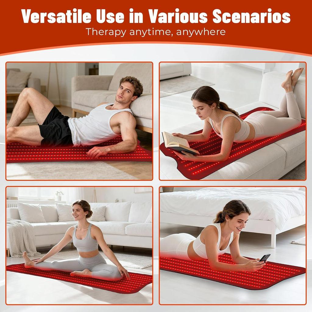 Red Light Therapy Mat for Body, Red Light Therapy Pad with Controller, 540pcs 2 in 1 LEDs (660nm & 850nm), Adjustable Timer & Intensity, Premium Leather