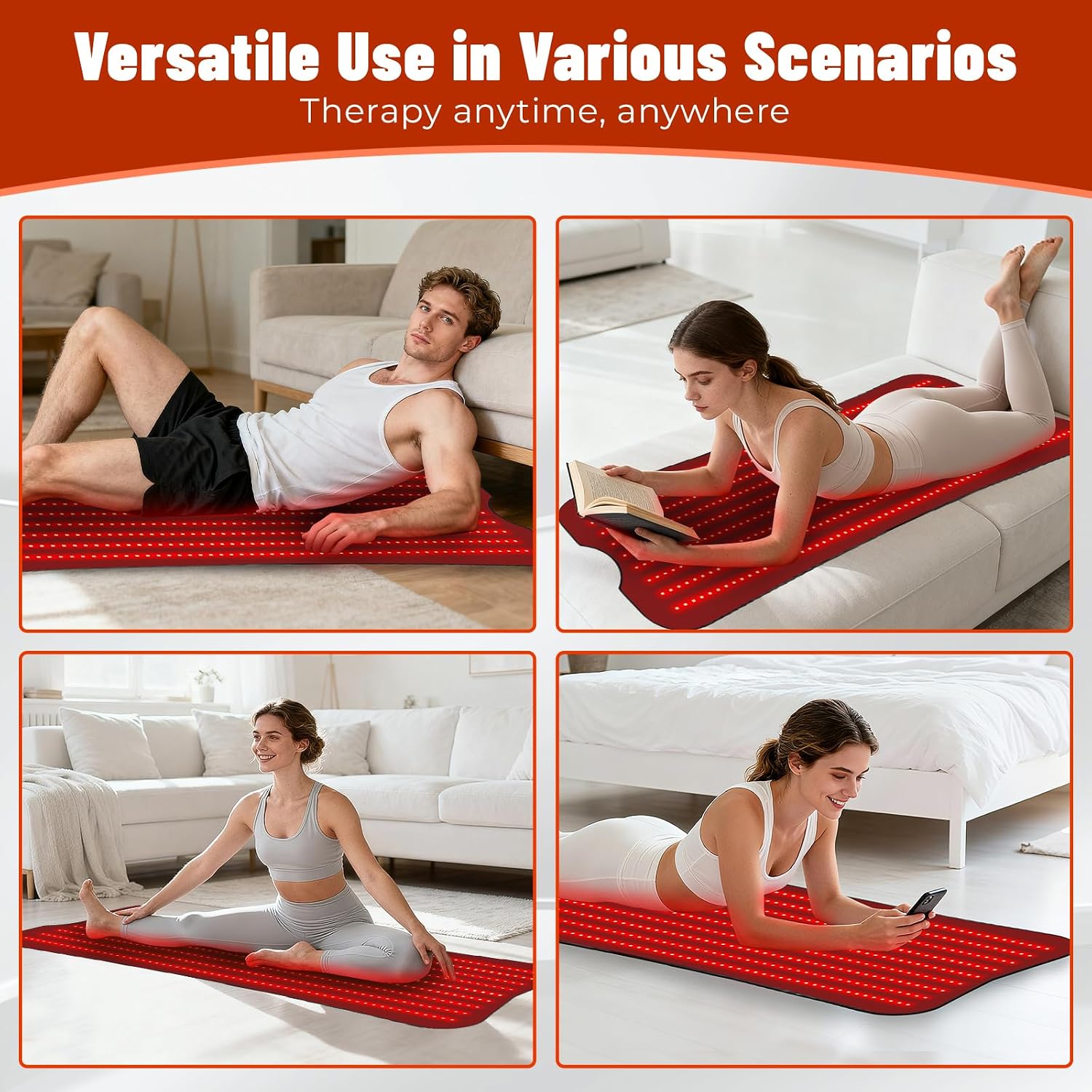 Red Light Therapy Mat for Body, Red Light Therapy Pad with Controller, 540pcs 2 in 1 LEDs (660nm & 850nm), Adjustable Timer & Intensity, Premium Leather