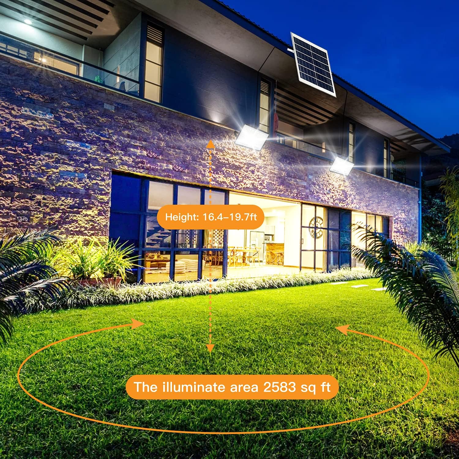 2 Pack 100W LED Solar Flood Lights Outdoor with Remote,Dusk to Dawn Solar Security Street Light Waterproof IP67 for Fence,Garden,Pool,Barn,Lawn,Flag Pole White