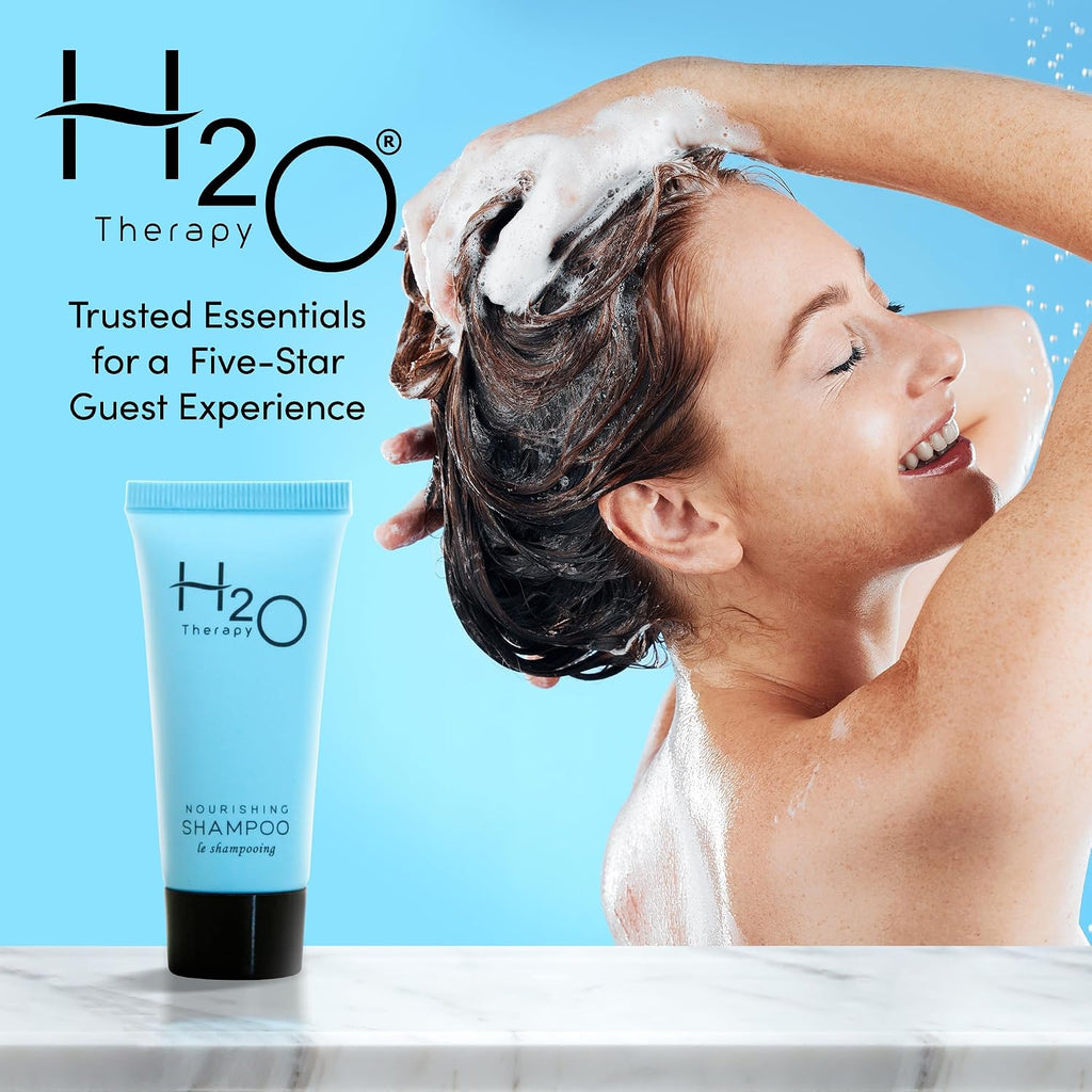 Travel Size Hotel Shampoo 300 Count 0.85 oz Bottles Guest Amenities for Hotels Vacation Rentals and Short Term Rentals Paraben Free Green Tea Scent Infused with Aloe and Olive Oil by H2O Therapy