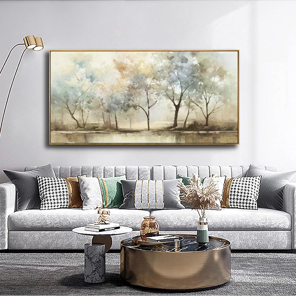 VHMING Abstract Wall Art Artwork Retro Trees Pictures Decor Canvas Painting Framed Ready to Hang Living Room Bedroom and Office Wall Decor 30x60 Inch