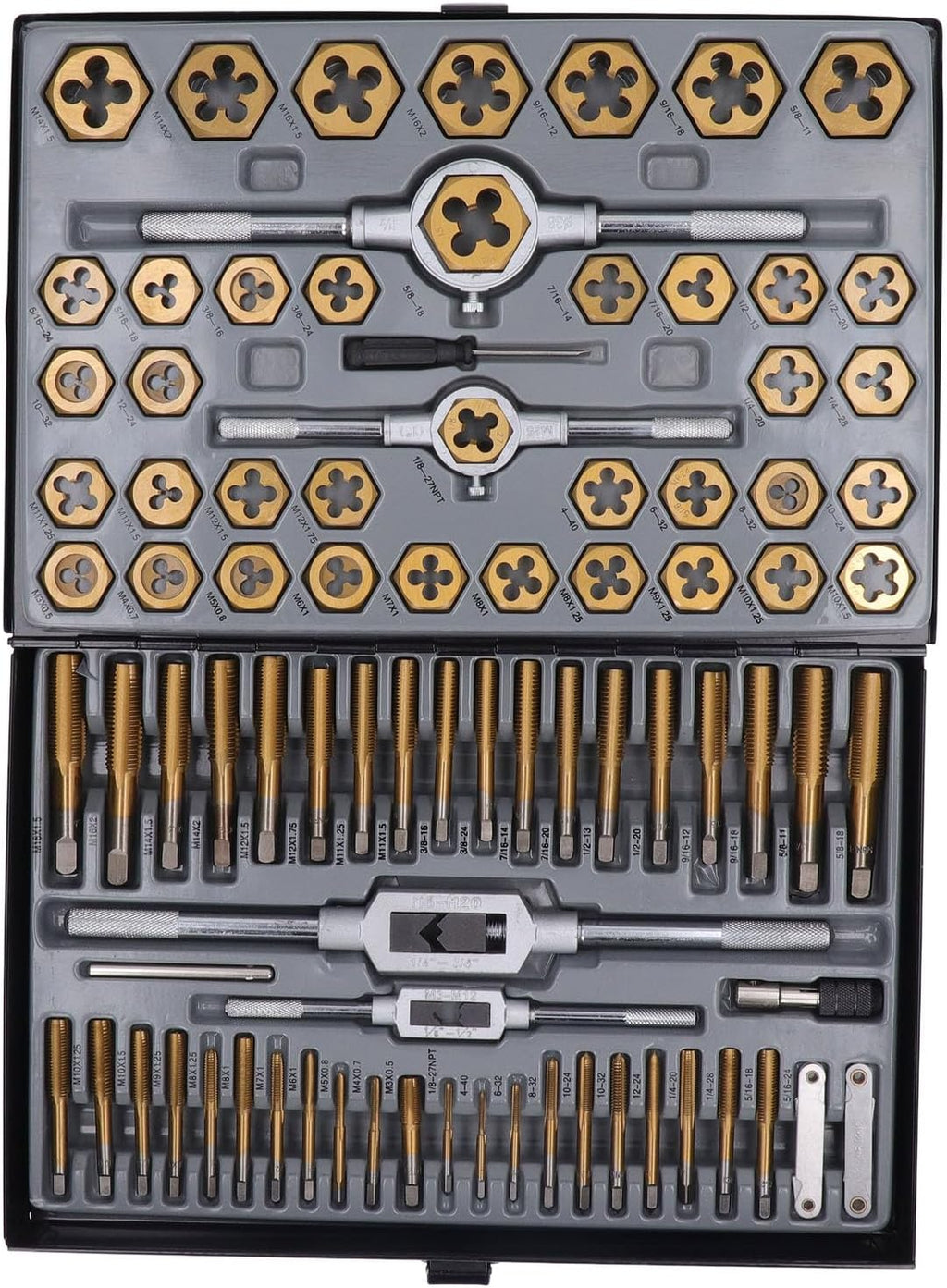 86 Piece Metric Tap and Die Set for Thread Repair M3 to M16 Cutting External Internal Threads Hand Tools Kit