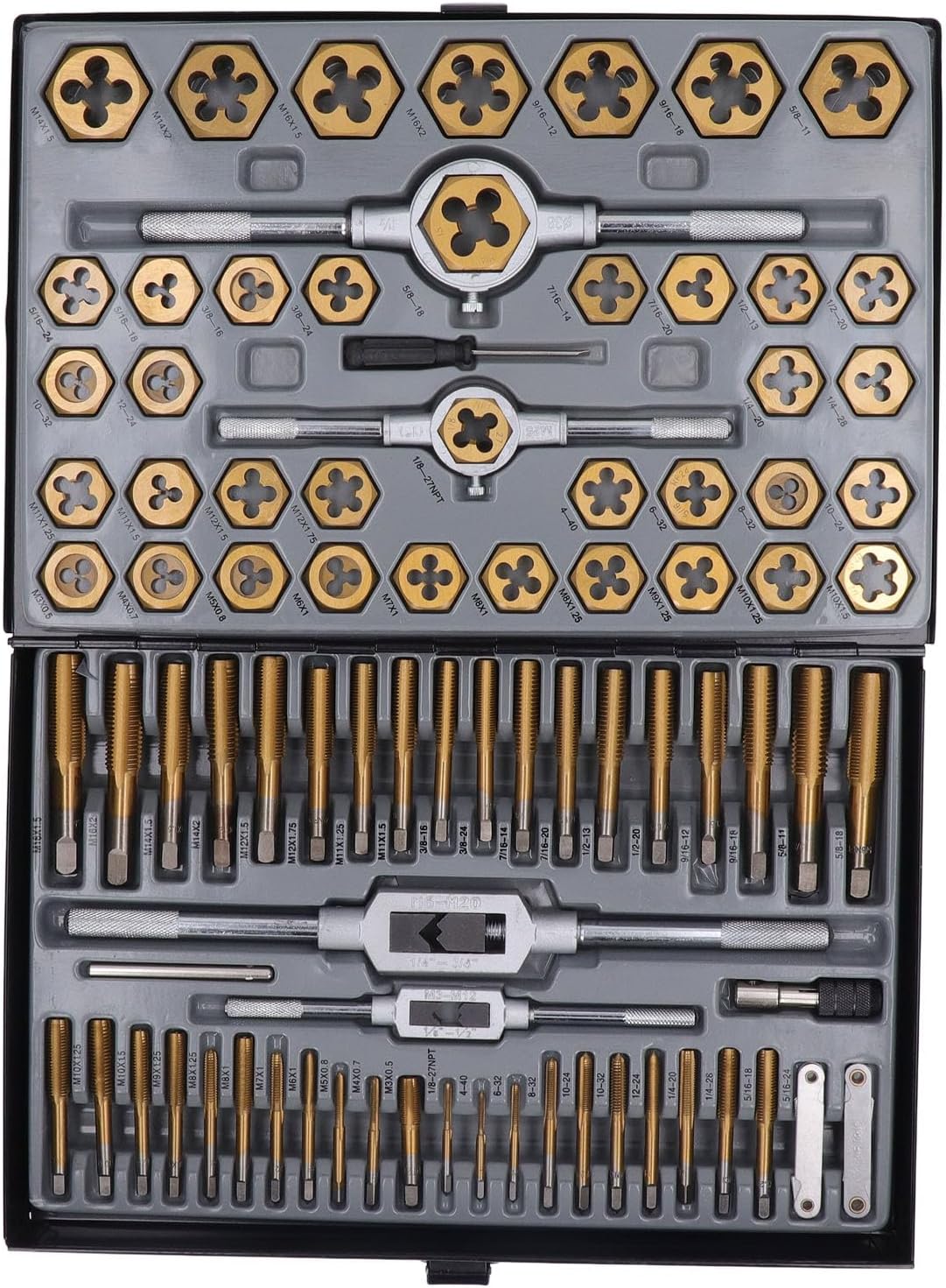 86 Piece Metric Tap and Die Set for Thread Repair M3 to M16 Cutting External Internal Threads Hand Tools Kit