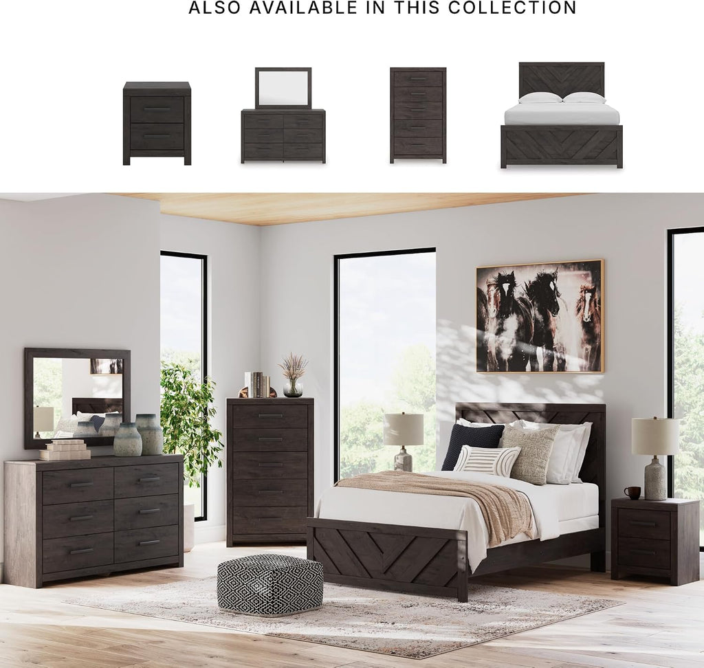 Signature Design by Ashley Prendonea Farmhouse Full Panel Bed, Foundation or Box Spring Needed, Gray