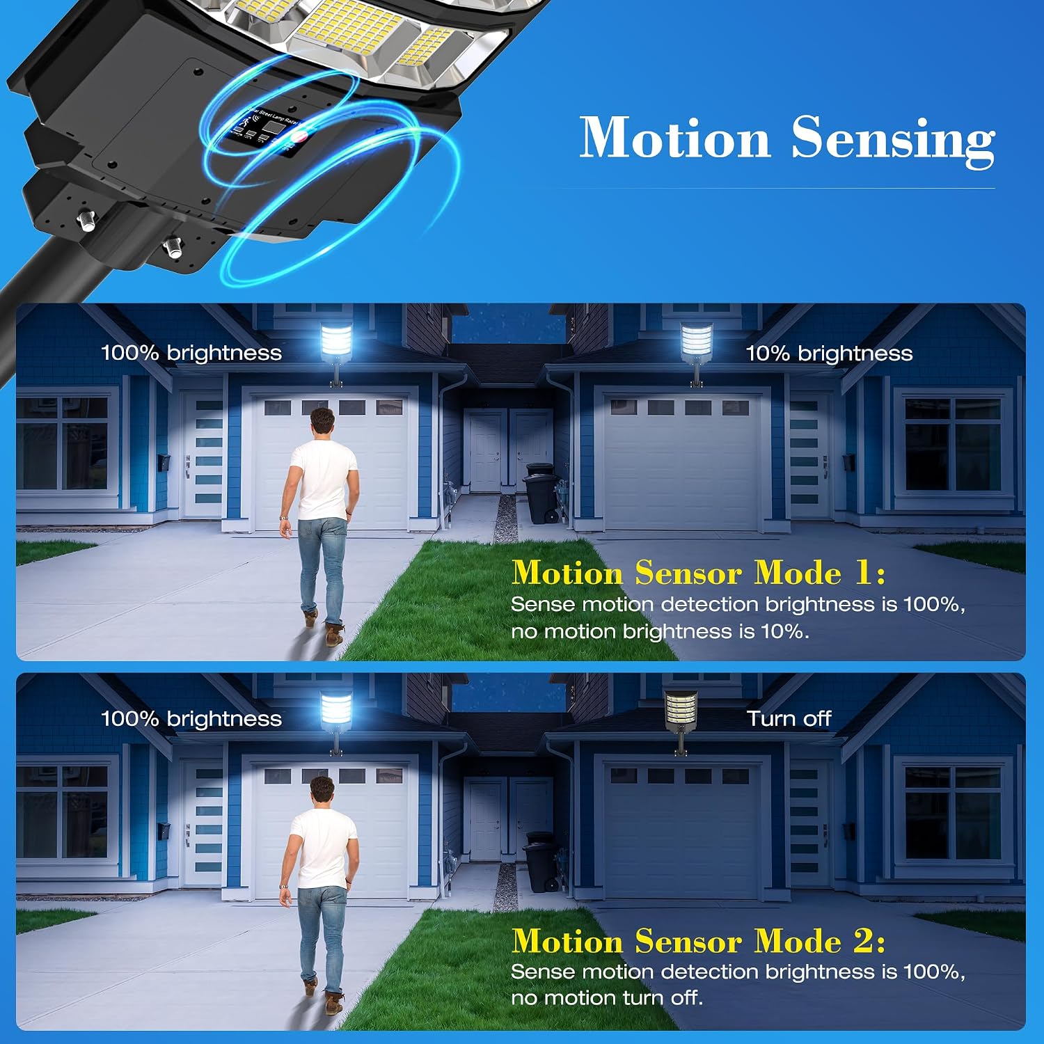 OKPRO 10000W Solar Street Lights Outdoor, Super Bright Solar Lights Outdoor Waterproof with Motion Sensor, IP66 Solar Flood Security Lights with Remote Control for Yard, Driveway, Parking Lot (2 PACK)