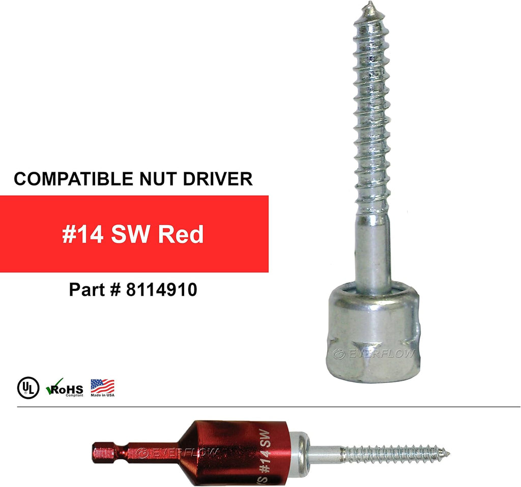 Everflow Sammys 8021957-100 SWG 20 3/8 Inch Screw Sidewinder Designed for Wood, Rod Hanger, Installs Horizontally, Steel with Zinc Plated, Corrosion Resistance, 1/4 x 2 Inch Screw Length (Pack of 100)