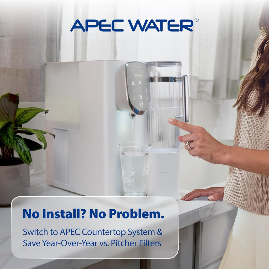 APEC Water ROES-PHUV75, 7-Stage Alkaline Under Sink Reverse Osmosis Water Filter System, UV Filter, NSF Certified 372, 75 GPD, Reduces 99% of Impurities