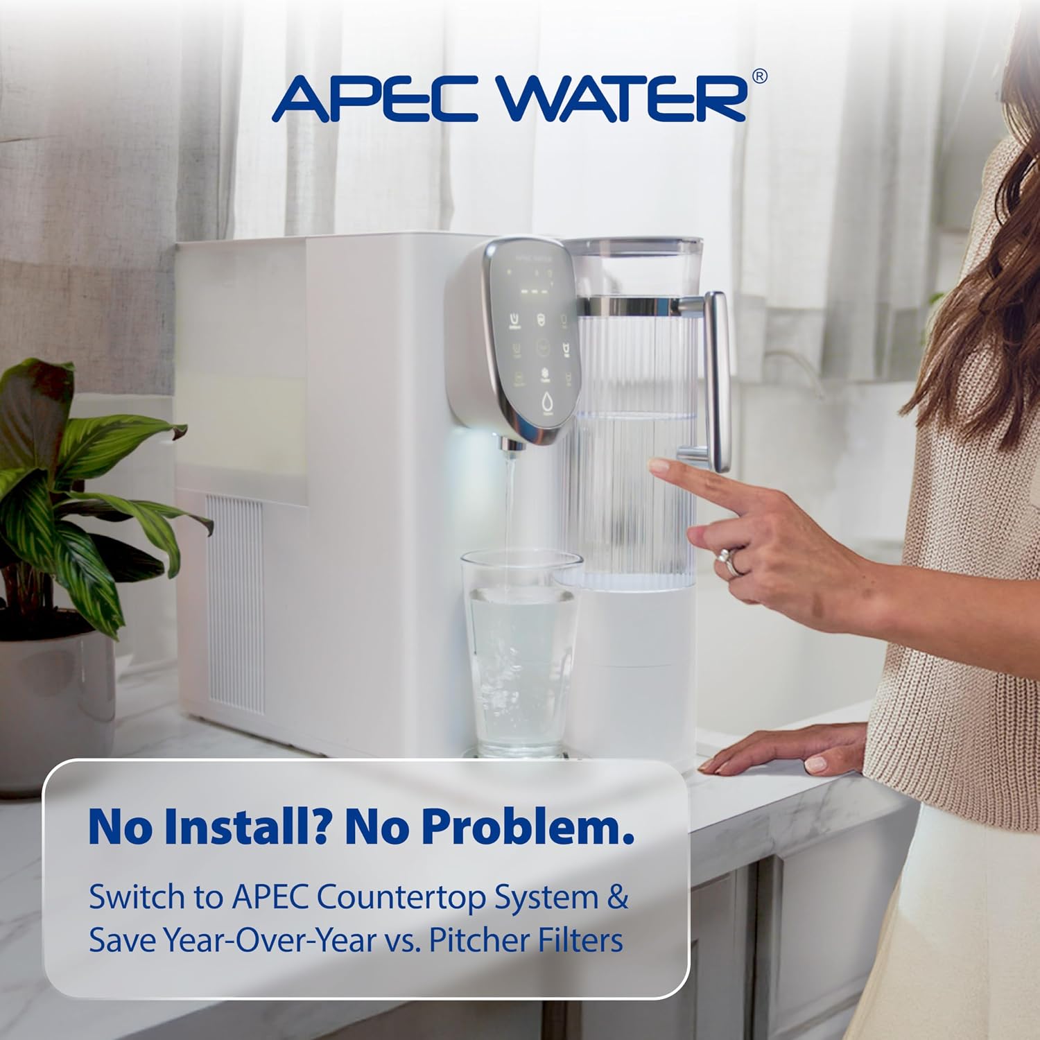 APEC Water ROES-PHUV75, 7-Stage Alkaline Under Sink Reverse Osmosis Water Filter System, UV Filter, NSF Certified 372, 75 GPD, Reduces 99% of Impurities