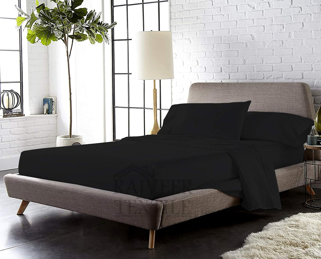 Cotton Home- 4 Pieces California King Size Black Color Sheet Set – Soft Quality Luxury 15 Inch Deep Pocket & Bedding Set with Flat Sheet, Fitted Sheet, 2-Pillow Covers(20' x 30')Inches