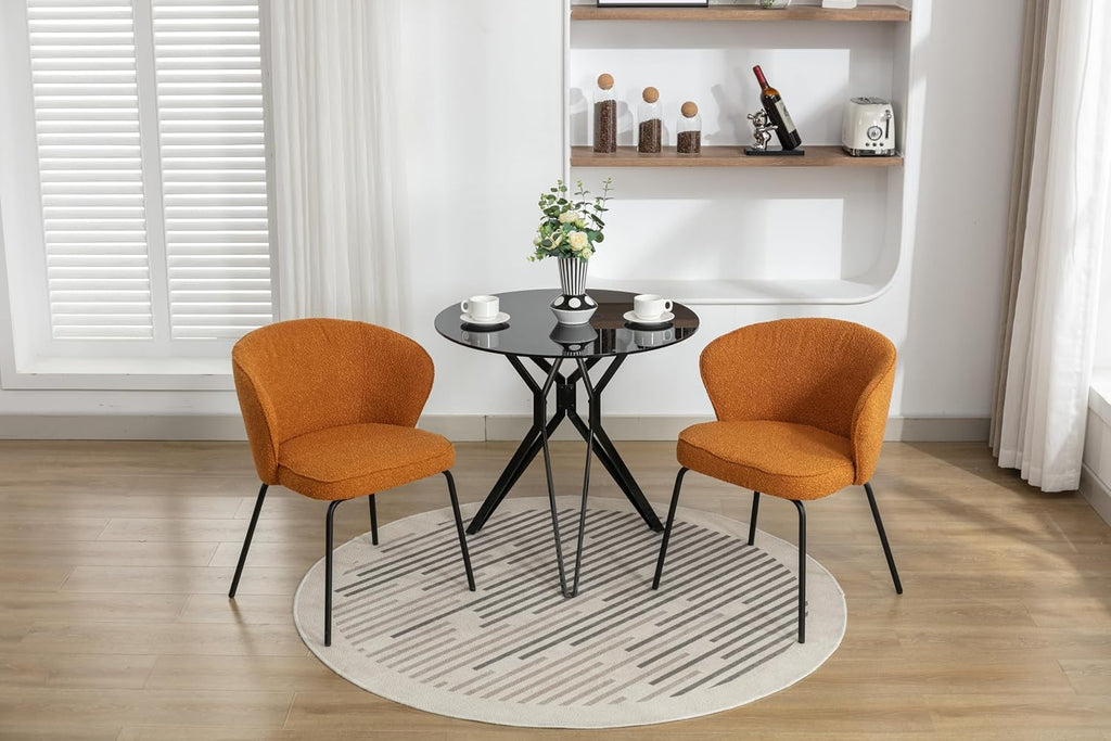 Luxury Velvet Dining Chairs with Swivel Function and Metal Legs Set of 2 (Grey + Black) Ideal for Living Room or Bedroom (Orange Set of 2)