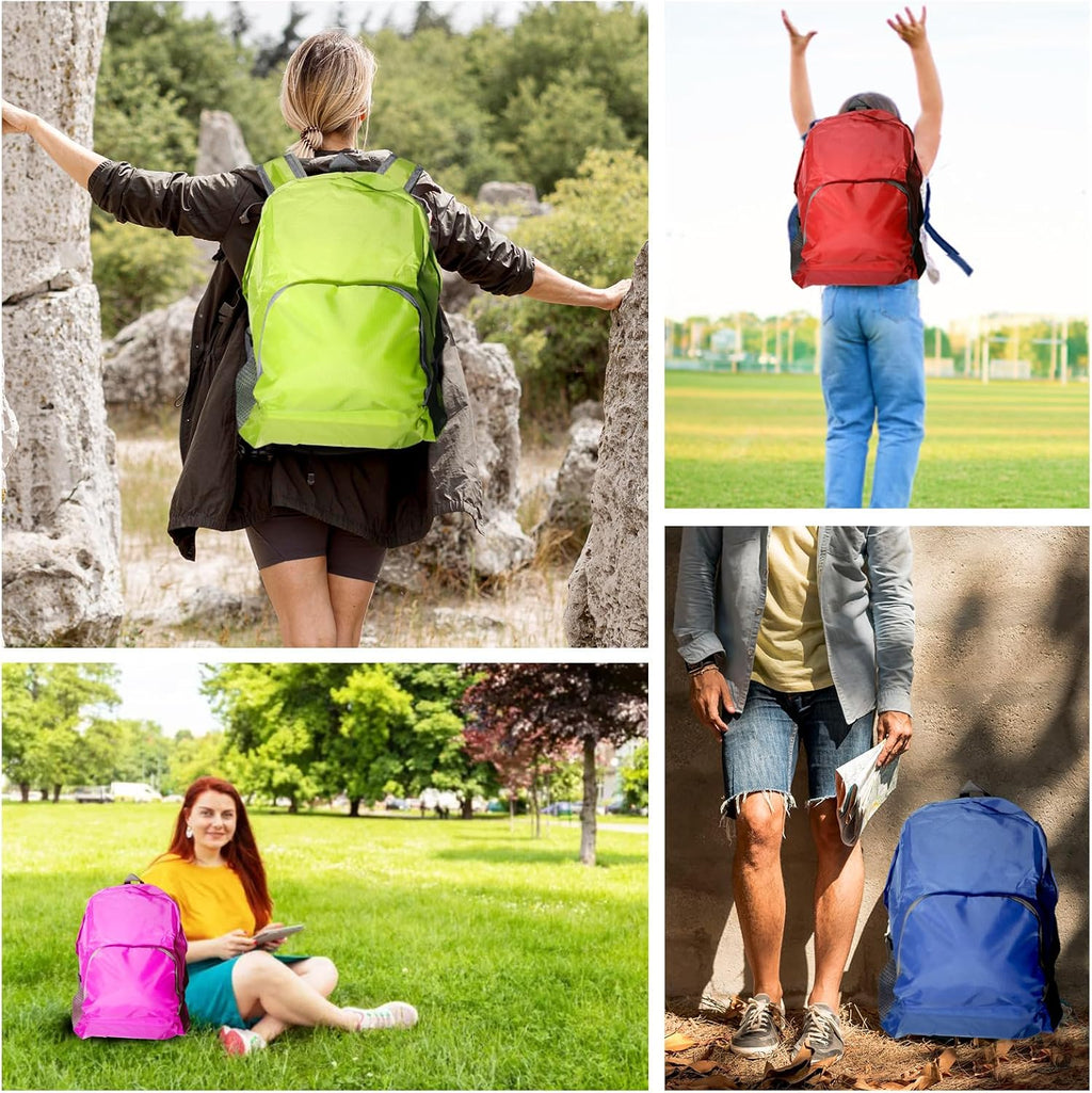 56 Pack Backpacks in Bulk 17 Inches Foldable Lightweight Bookbags for Boys Girls Basic Back with 56 Rulers 56 Erasers for Student Outdoor Travel School Supplies(8 Colors)