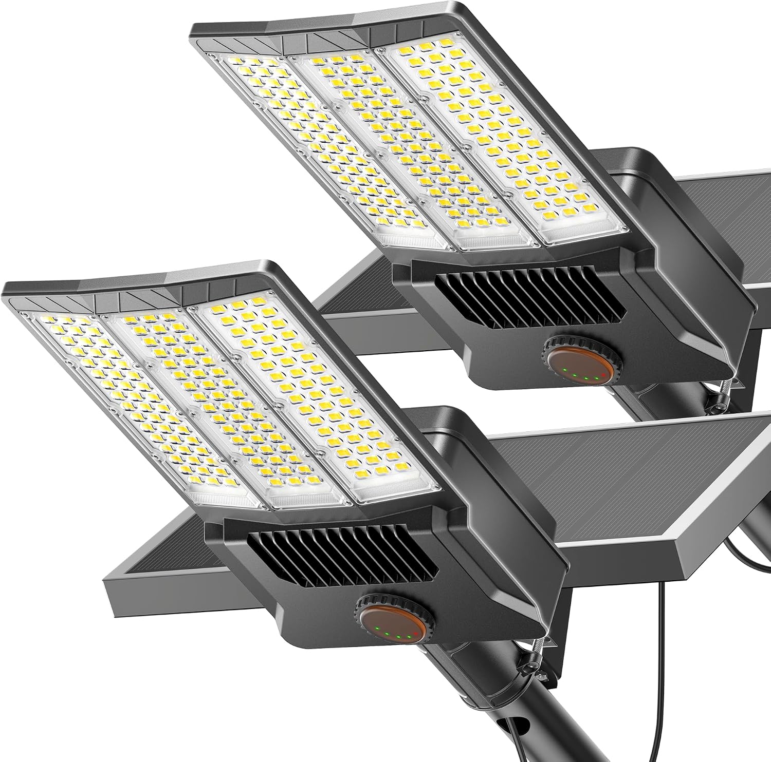 Deepn Solar Street Lights 10000W Commercial Grade Aluminum Parking Lot Lights LED Security Flood Light with Motion Sensor & Dusk to Dawn, Solar Lights Outdoor Waterproof for Outside, SZ3000, 2 Pack