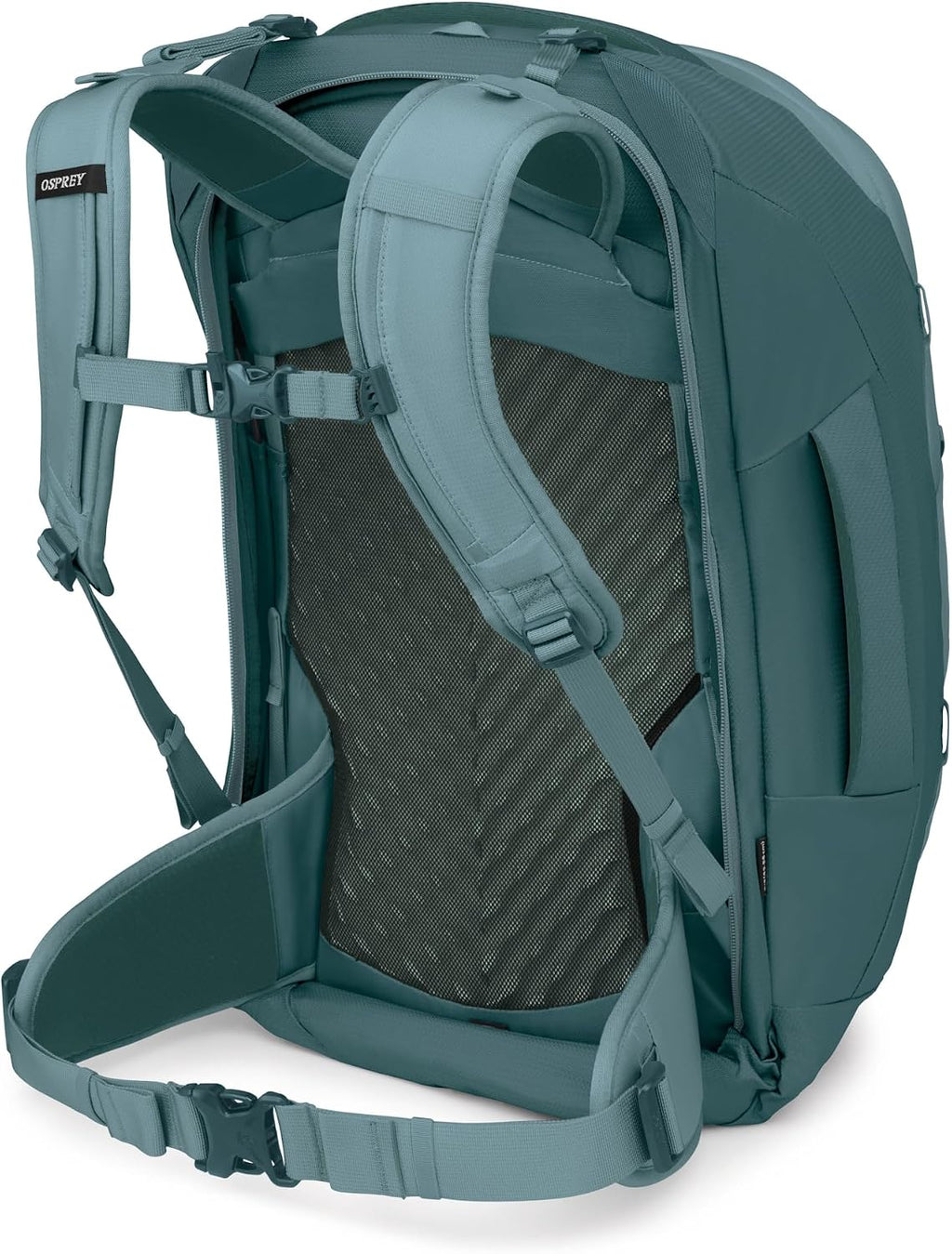 Osprey Farpoint 55L Men's Travel Backpack - Carry On Bag with Personal Item Sized Detachable Daypack, Cascade Blue/Torrent Blue