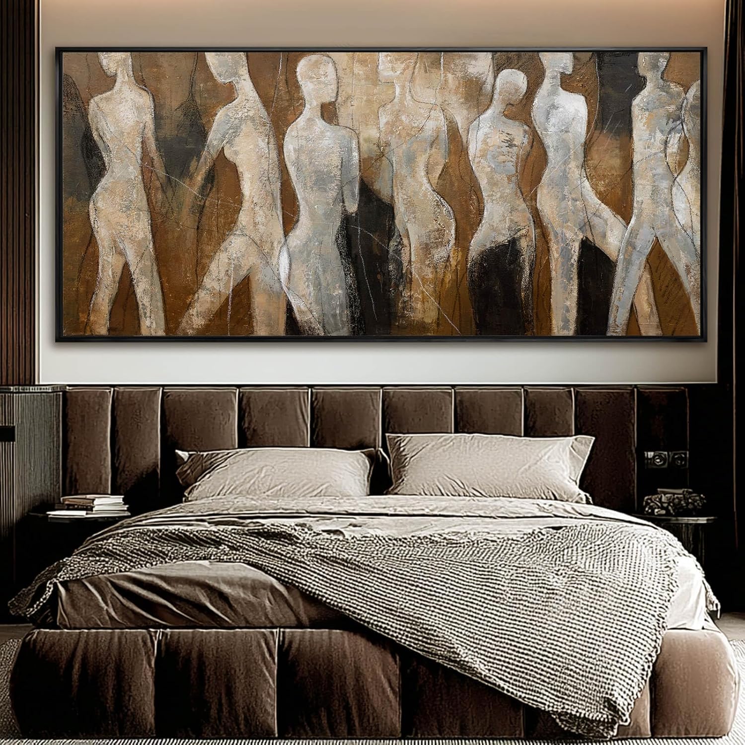 Line Framed Wall Art Figure Wall Prints Contemporary Hanging Wall Decor 32'x70' Large Artwork for Living Room Office Decorations