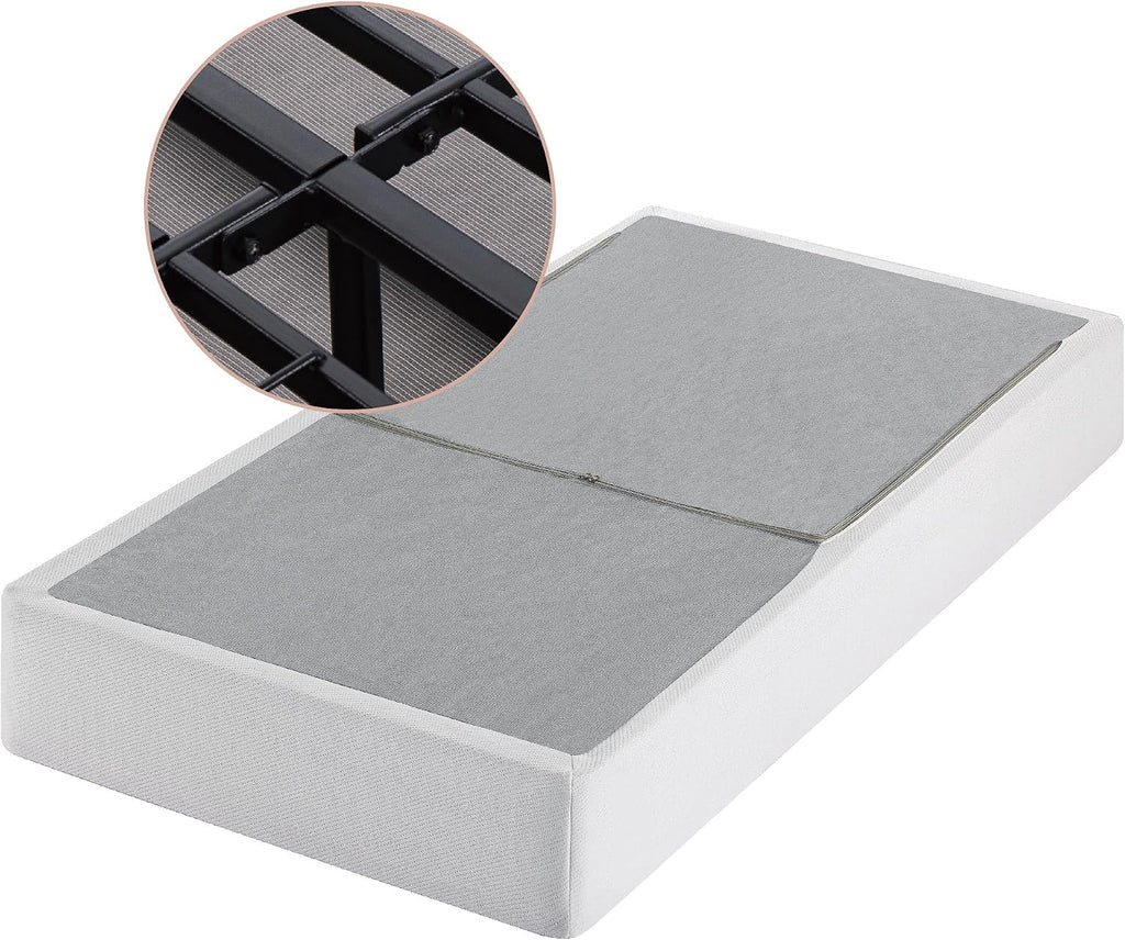 ZINUS No Assembly Metal Box Spring 9 Inch White Mattress Foundation, Sturdy Metal Structure, Twin
