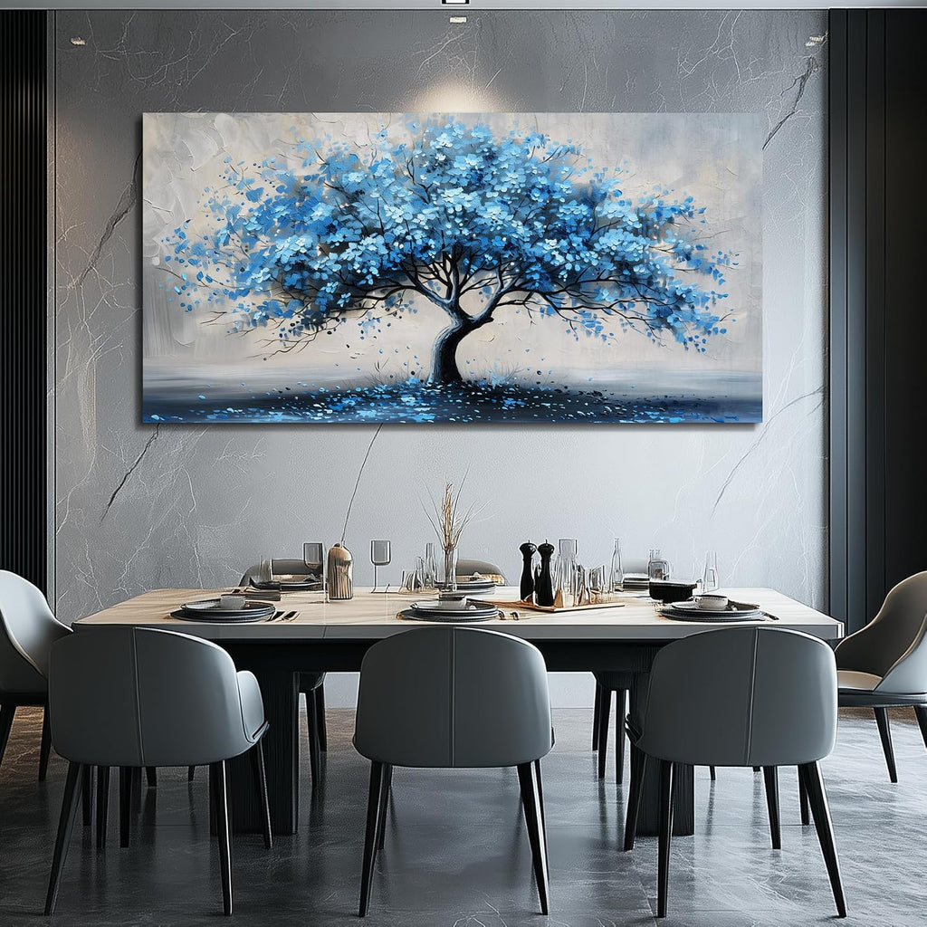 KELIYUAN Large Wall Art For Living Room Canvas Wall Decor For Office Bedroom Room Decorations Abstract Paintings Blue Tree Pictures Artwork Ready To Hang Guesthouse Mural Aesthetic Decor 30x60 In