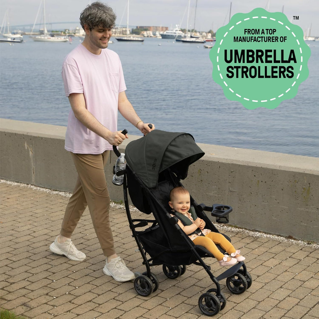 3Dlite Convenience Stroller, Green – Lightweight Stroller with Aluminum Frame, Large Seat Area, 4 Position Recline, Extra Large Storage Basket – Infant Stroller for Travel and More