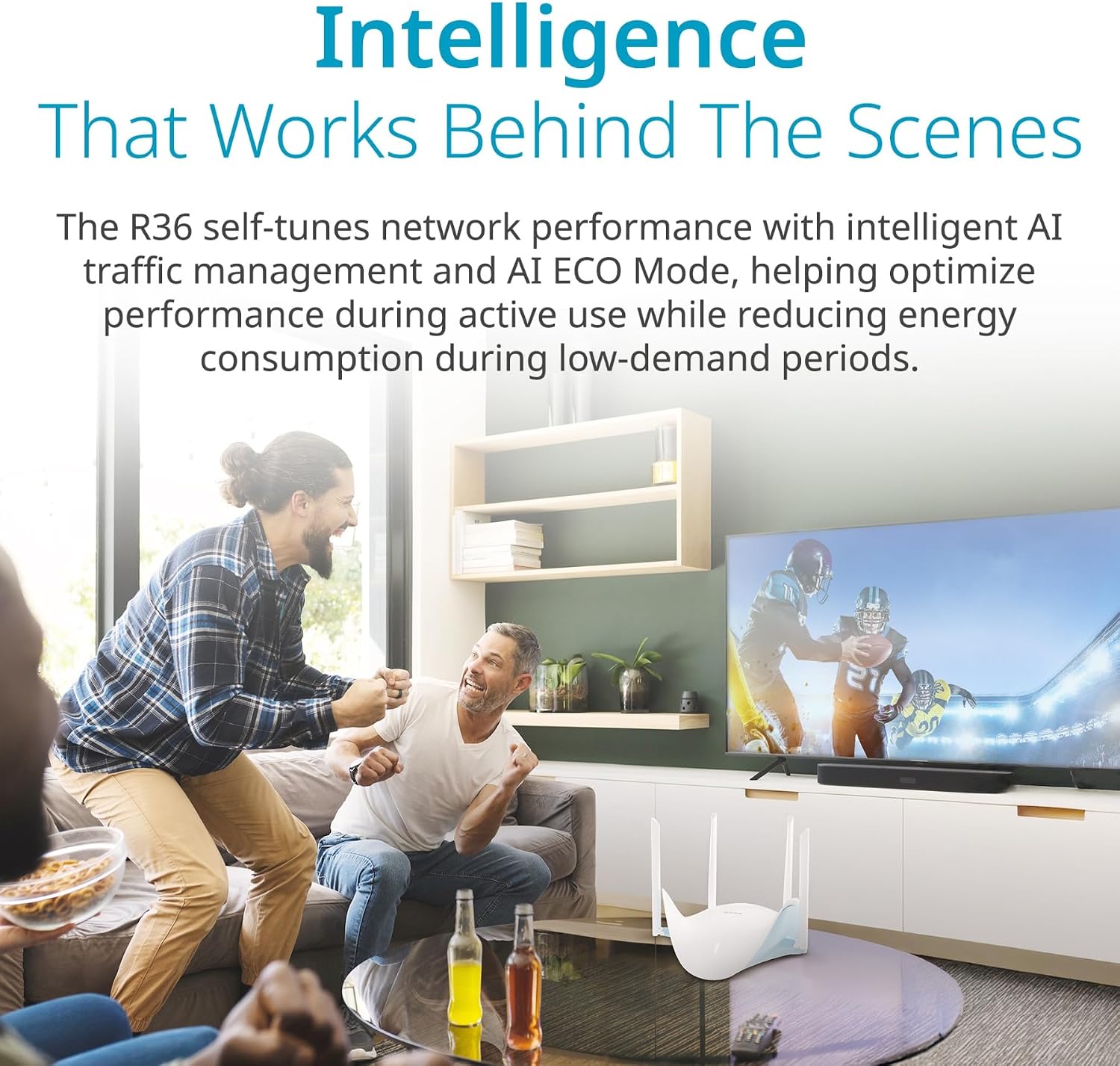 D-Link BE3600 Dual-Band Wi-Fi 7 Smart Router (R36) 4 x 2.5 GbE Multi-Gig Ports, Self-Optimizing AI, Mesh, Parental Controls, Enhanced Security, 4-Stream, Alexa/Google Ready, App Setup