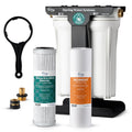 iSpring CW21-BV 2-Stage RV Water Filtration System for Campers, SGS-Tested Báctérïa and Viruses Removal, BPA-Free, High Capacity, 3/4'' Lead-Free Brass Hose Quick Connectors, Tankless