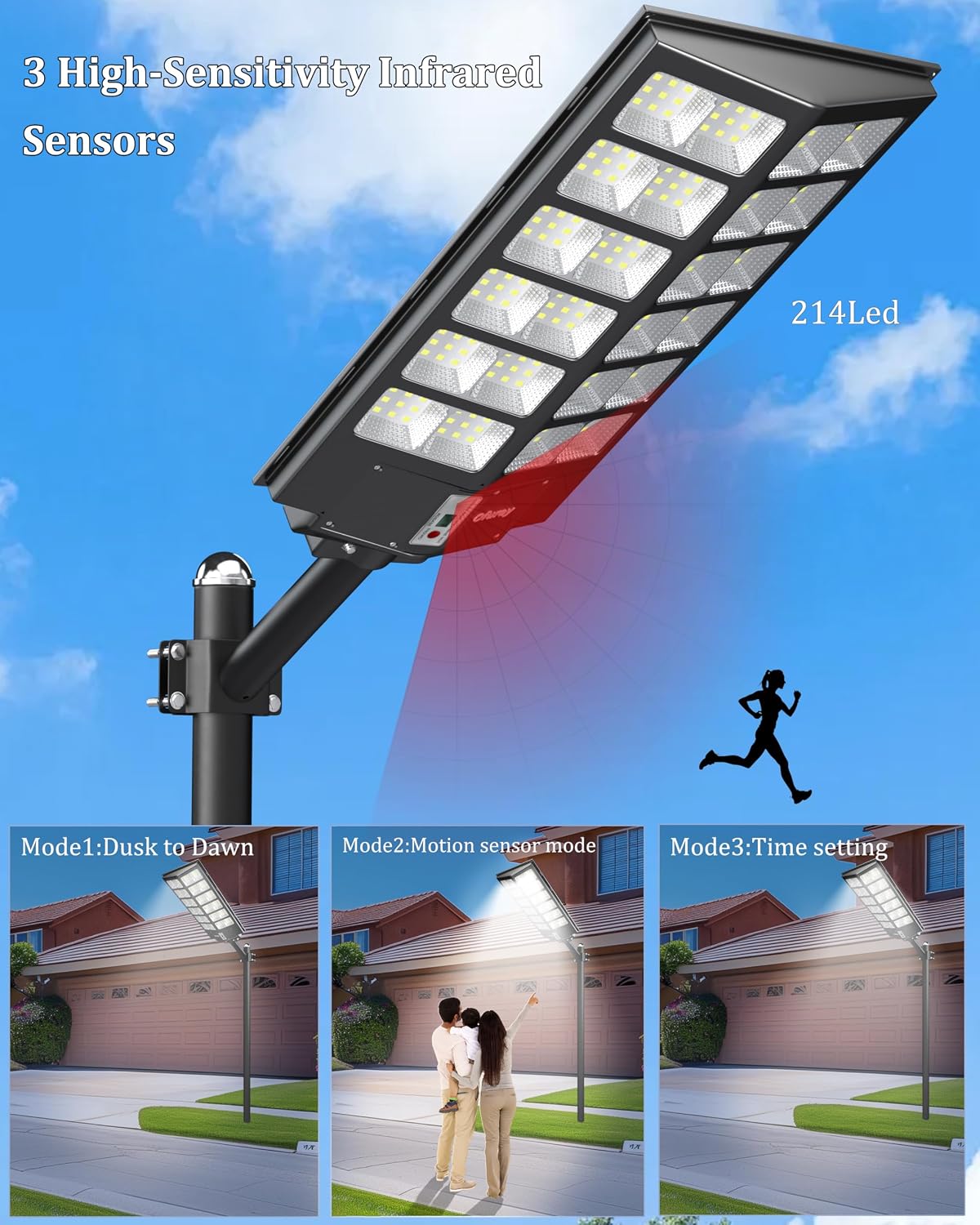 Ofuray Solar Street Lights Outdoor,Solar Security Flood Lights Parking Lot Lights Commercial Dusk to Dawn, 6500k Waterproof Led with Remote Control Motion for Street,Court,Barn (Of-9600W 660000Lm)