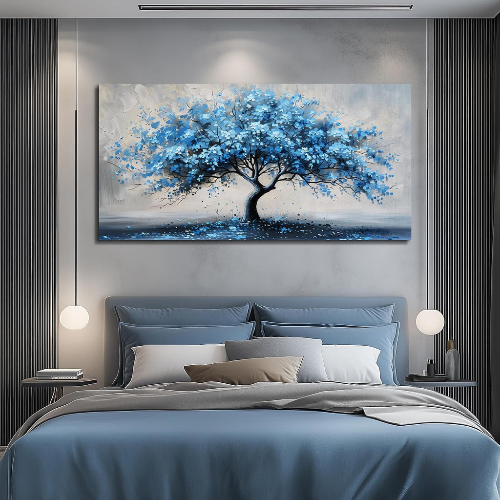 KELIYUAN Large Wall Art For Living Room Canvas Wall Decor For Office Bedroom Room Decorations Abstract Paintings Blue Tree Pictures Artwork Ready To Hang Guesthouse Mural Aesthetic Decor 30x60 In