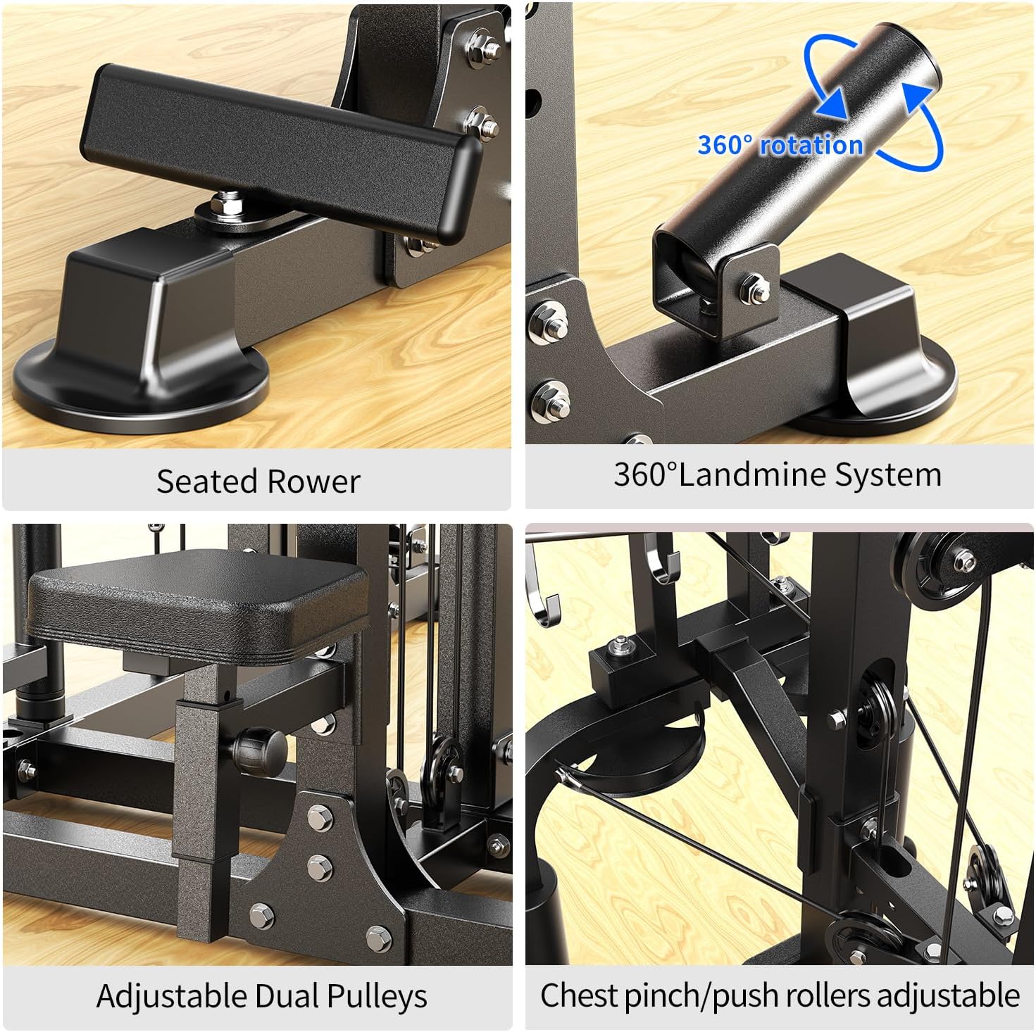 Multi-Purpose Squat Rack,Smith Machine Weight Rack Set with Cable Crossover System, Home Gym Power Racks, Power Racks and Packages