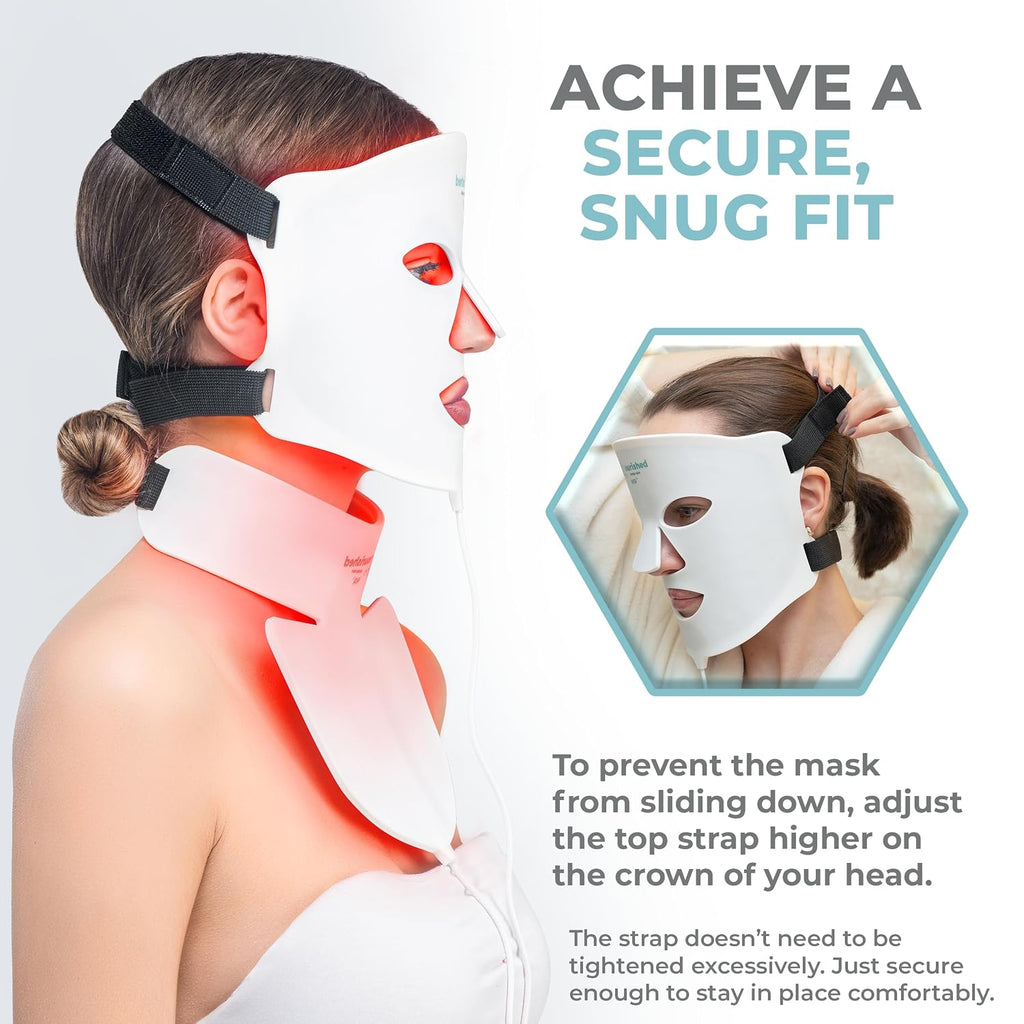 Nourished Bodynskin 7 Colors LED Face and Neck Mask with Near-Infrared - Blue, Red Light Therapy for Face - 912 LEDs - Skincare Tool for Anti-Aging