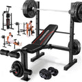 OPPSDECOR Multi-Function Weight Bench Set with Squat Rack Leg Extension & Leg Curl Adjustable Workout Bench for Full Body Fitness Foldable Flat/Incline/Decline Upgrade Bench Press for Home Gym