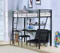 GOWE Senon Silver & Black Finish Twin Loft Bed W/Desk