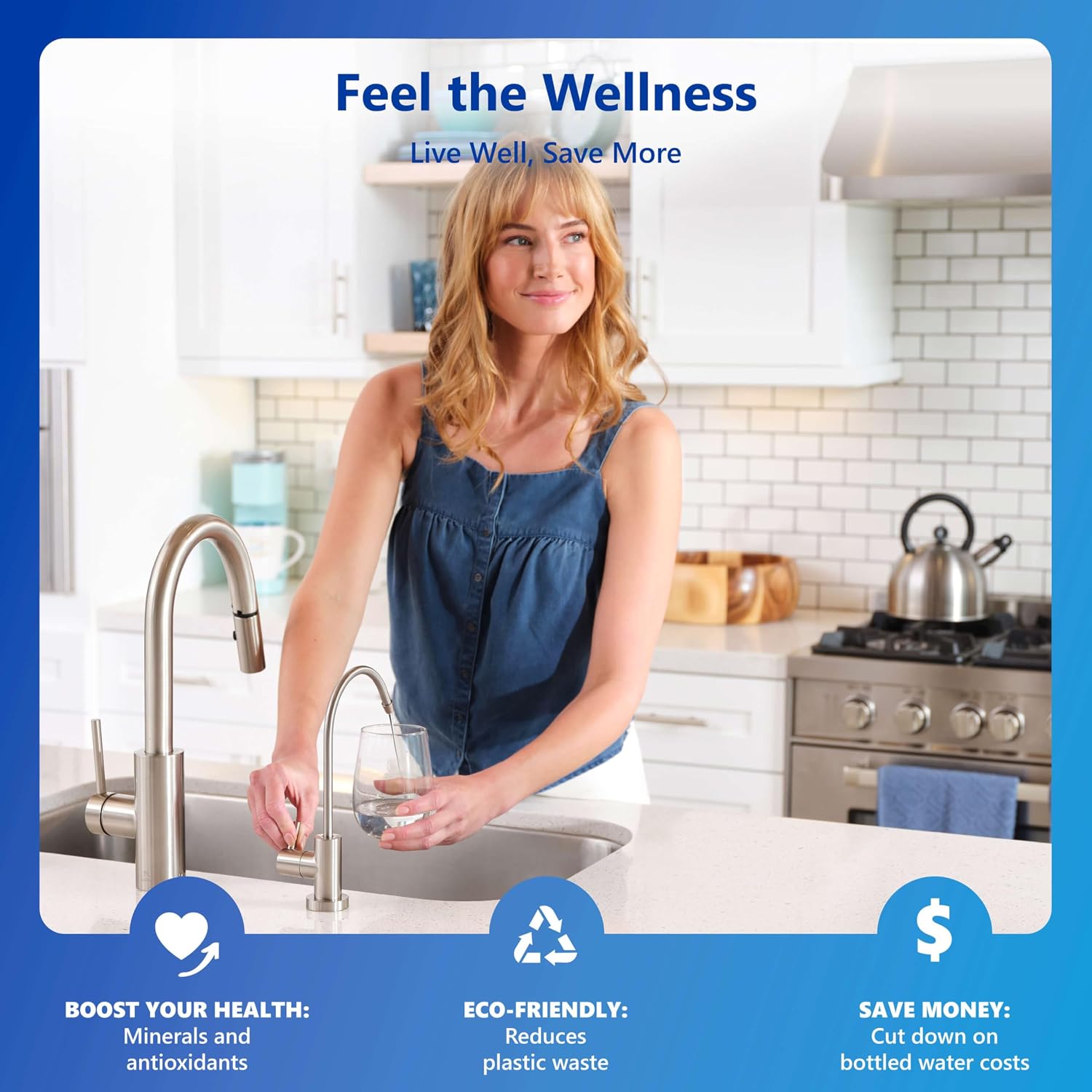 Express Water ROALK10MBN 10-Stage Alkaline Under Sink Reverse Osmosis Water Filter System, NSF Certified 372 & 58, 100 GPD, Reduces 99% of Impurities, BPA Free, Brushed Nickel Faucet