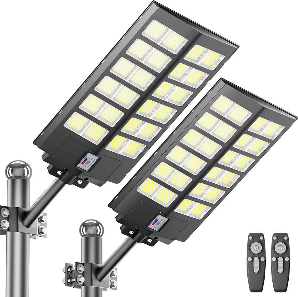 Solar Street Lights Outdoor Waterproof Dusk to Dawn, Large 9000W Outdoor Floodlight LED Motion Sensor, 7000K Wide Angle Parking Lot Flood Lamp Remote Control for Yard Garden