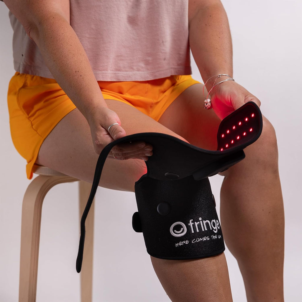 Fringe Red Light Therapy for Body, with Vibration Massage, Use Anywhere, Knee, Elbow, Foot, Hand & Ankle, Both Red 660nm and Infrared 850nm, 360 LED Lights, Sports Recovery