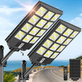 OKPRO 10000W Solar Street Lights Outdoor, IP66 Waterproof Solar Lights Outdoor with Motion Sensor & Remote, Dusk to Dawn Commercial Security Lighting for Parking Lot, Yard, Farm, Driveway (2 Pack)