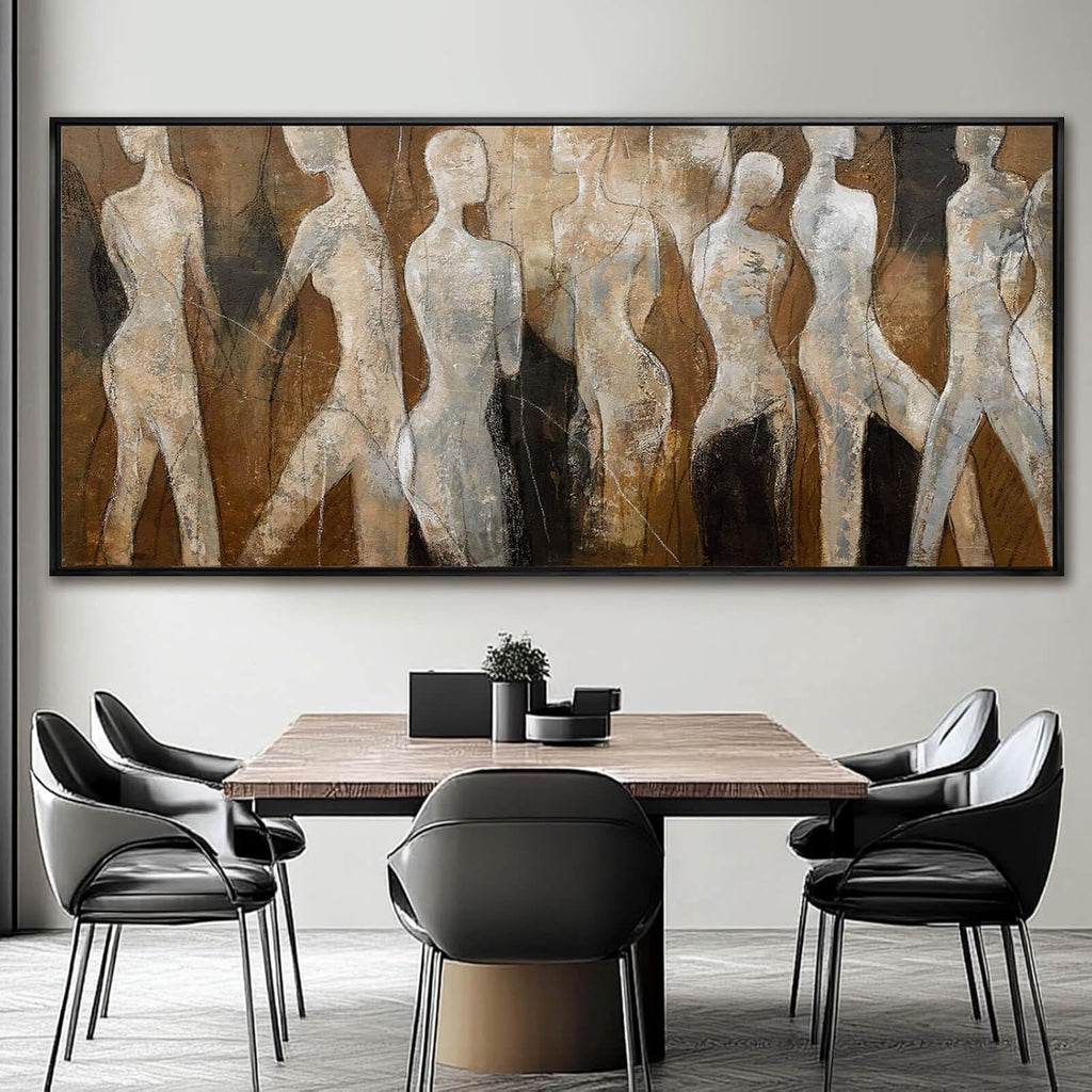 Line Framed Wall Art Figure Wall Prints Contemporary Hanging Wall Decor 32'x70' Large Artwork for Living Room Office Decorations