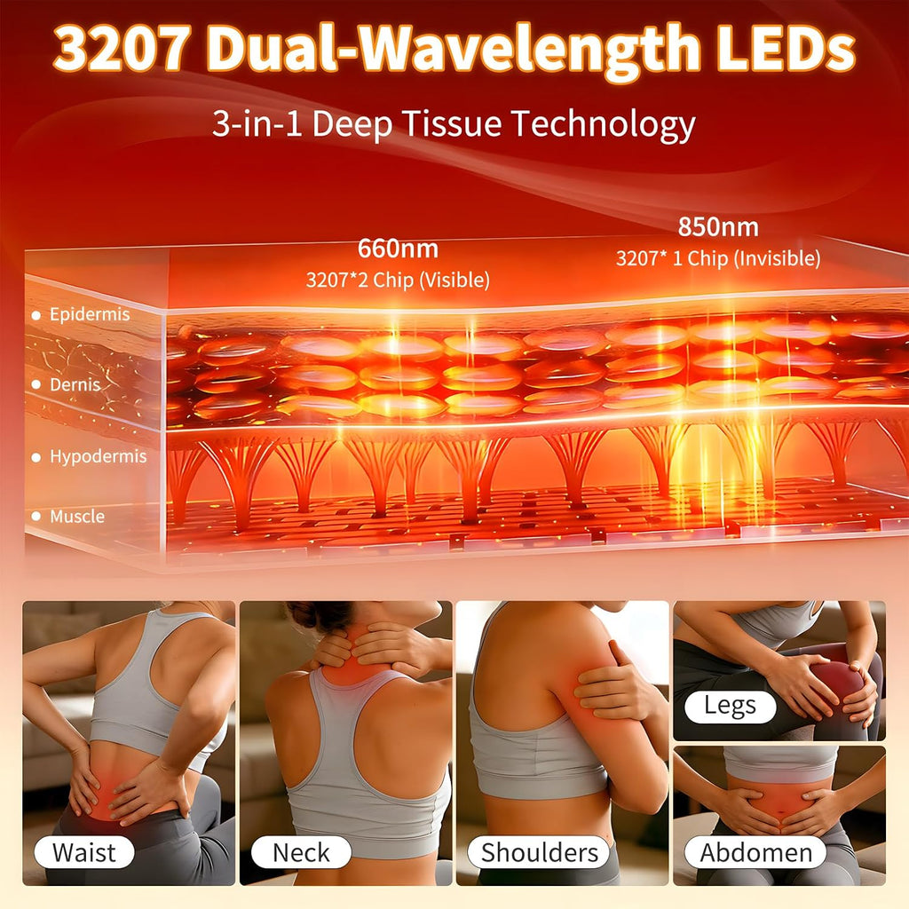 Full Body Red Light Therapy Mat with 3207 LEDs, 3-in-1 660nm & 850nm TPU Infrared Light Blanket, 74.8' x 36' Foldable Therapy Pad with Timer Controller Pulse Modes for Home Use 260W