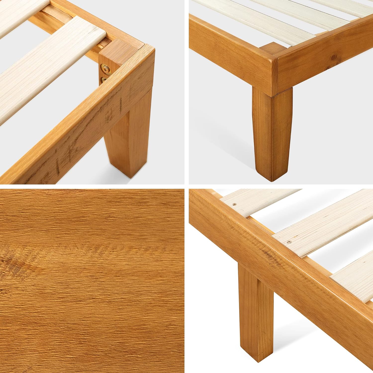 Zinus Alexia Wood Platform Bed Frame, Solid Wood Foundation, No Box Spring Needed, Wood Slat Support, Easy Assembly, Rustic Pine, Full