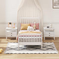 Generic 3 s Bedroom Sets Twin Size Wood Platform Bed with Gourd Shaped Headboard and Footboard with 2 Nightstands,White