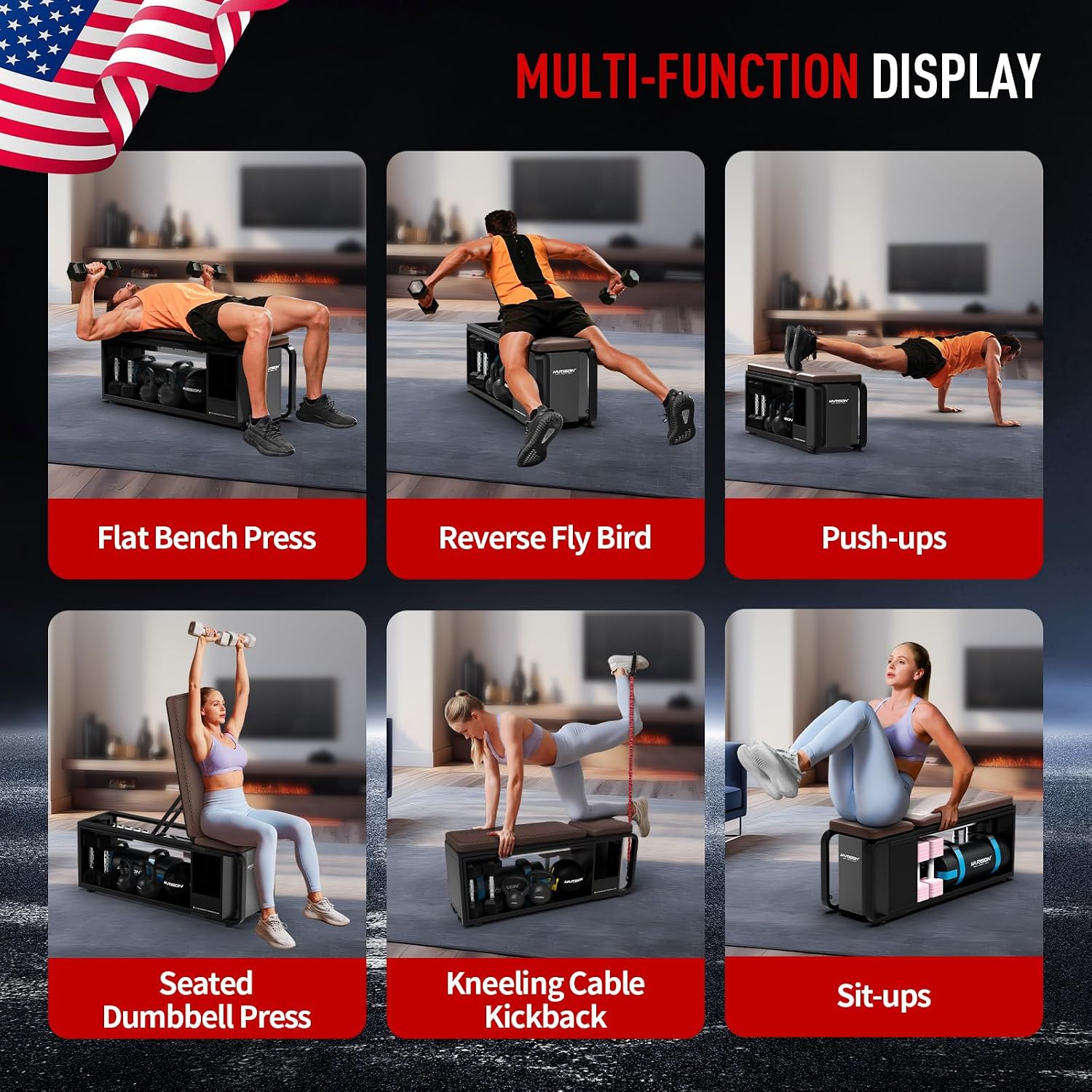 HARISON Adjustable Weight Bench, Bench1000 MAX Heavy Duty Workout Bench Press with Leg Extension and Preacher Pad for Home Gym Strength Training, Flat Incline Decline Sit Up Bench (610)