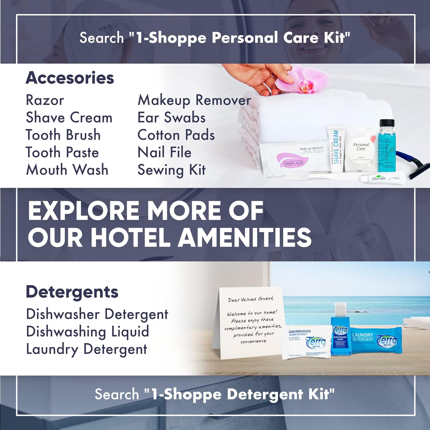 Terra Pure Hotel Soaps & Toiletries Bulk Set | 1-Shoppe Amenities Kit | 1oz Shampoo & Conditioner, Body Wash, Lotion, 1.25oz Bar Soap | Travel Size | 150 Pieces
