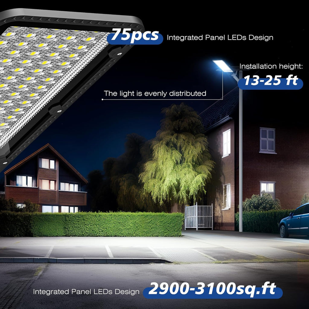 WYWNA 12000W Solar Street Lights Outdoor - 6500K Solar Parking Lot Lights Dusk to Dawn, Heavy Duty Split Type Solar Lights Outdoor Waterproof with Remote Control, for Yard, Driveway