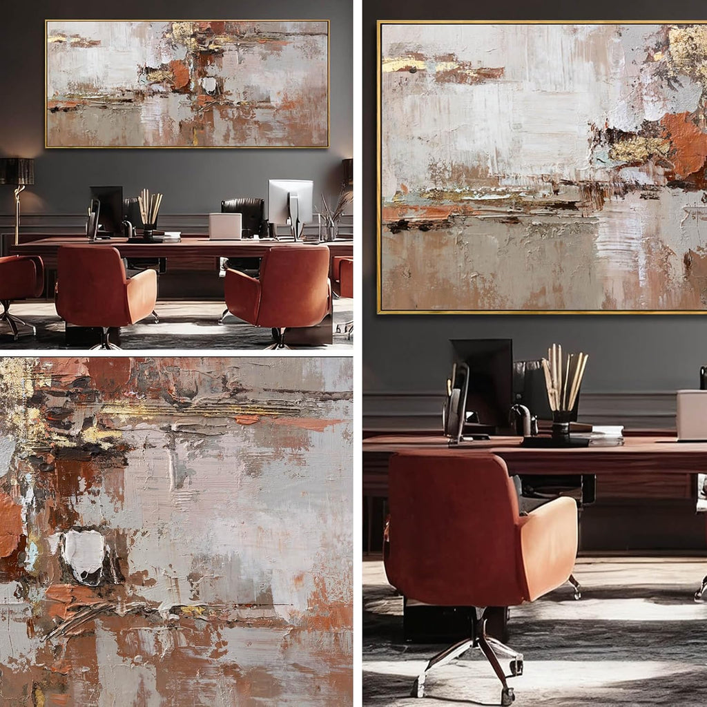 Brown and Gold Canvas Wall Art Colorful Abstract Minimalist Framed Prints for Wall Decor 32'x70' Large Artwork for Living Room Bedroom Kitchen Office
