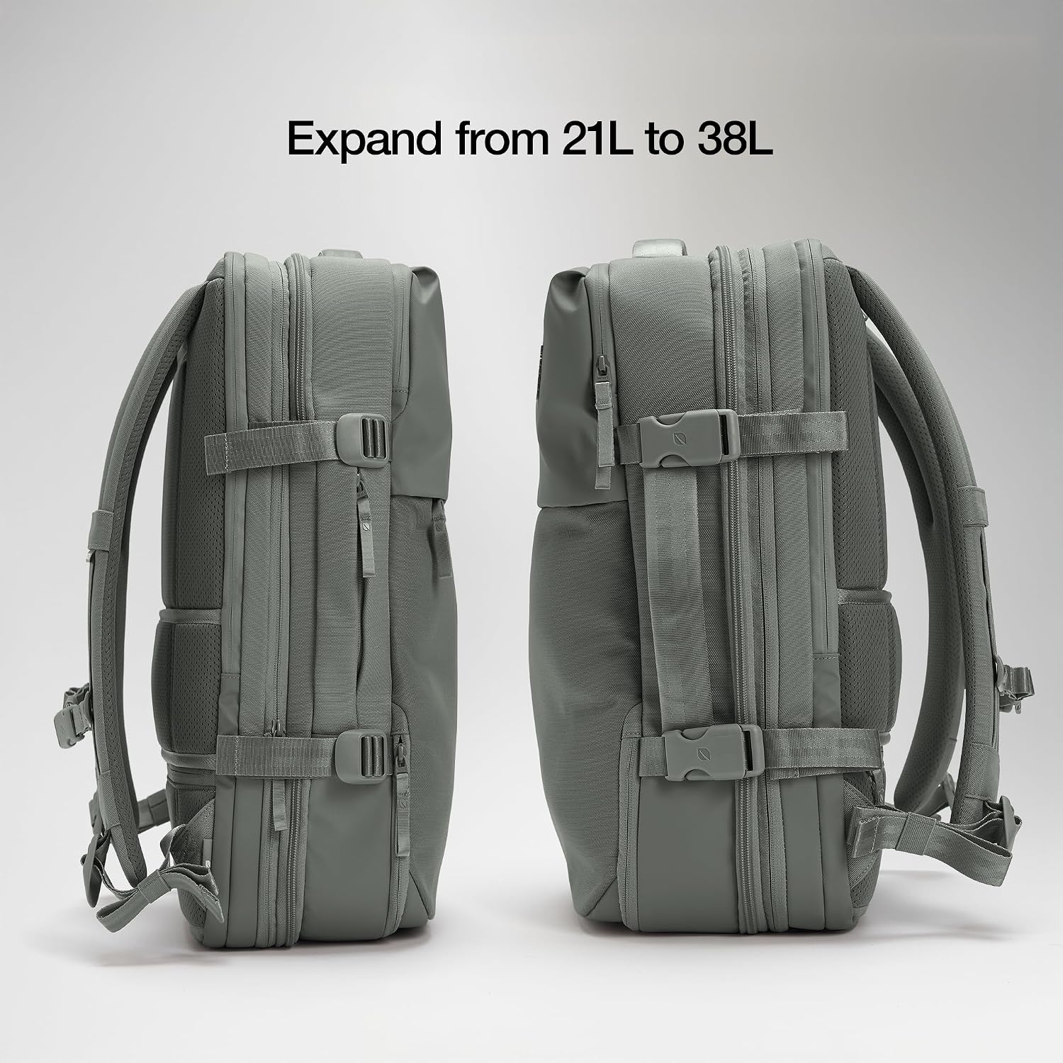 Incase A.R.C. Travel Backpack 38L – Expandable Carry On Luggage, Fits up to 17' Laptop – Butterfly Opening, Quick Access Pocket, Shoe Storage – Airplane Travel Essentials, Weekend Bag – Smoked Ivy