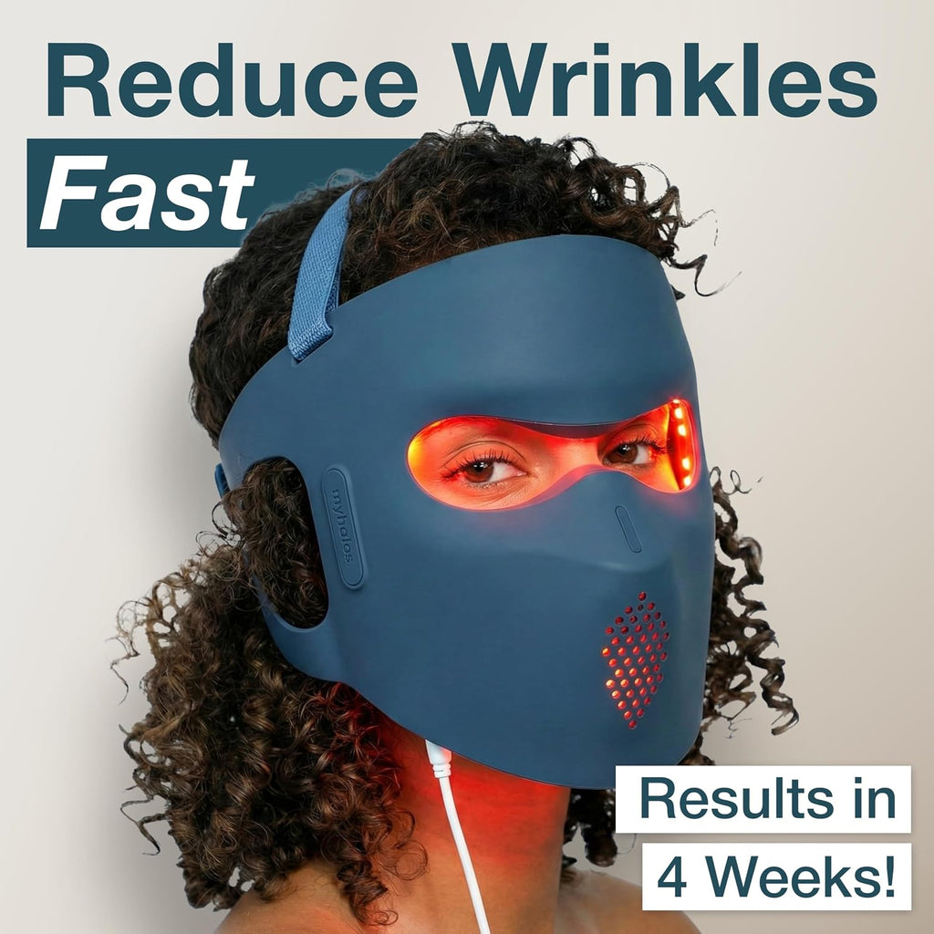 myhalos® Red Light Therapy Face Mask - Medical-Grade LED Light Therapy Device with Nir-Infrared (1072 nm), Red (633 nm) & Blue (460 nm) Light - Anti-Aging Skin Treatment for Wrinkles & Fine Lines