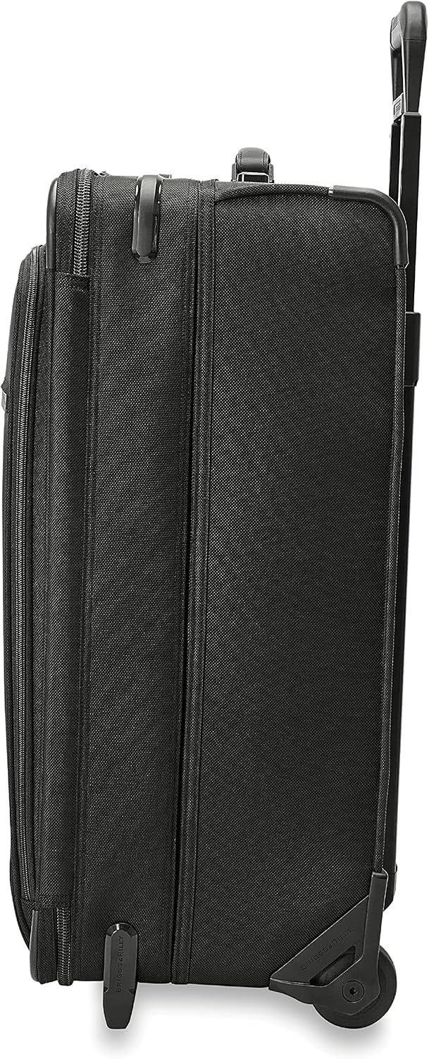 Briggs & Riley 26' Medium Expandable Upright - Checked Luggage for Travel, Suitcases with Wheels, Softside Rolling Bag for Men & Women, Self-Repairing Zipper - Baseline Collection, Black