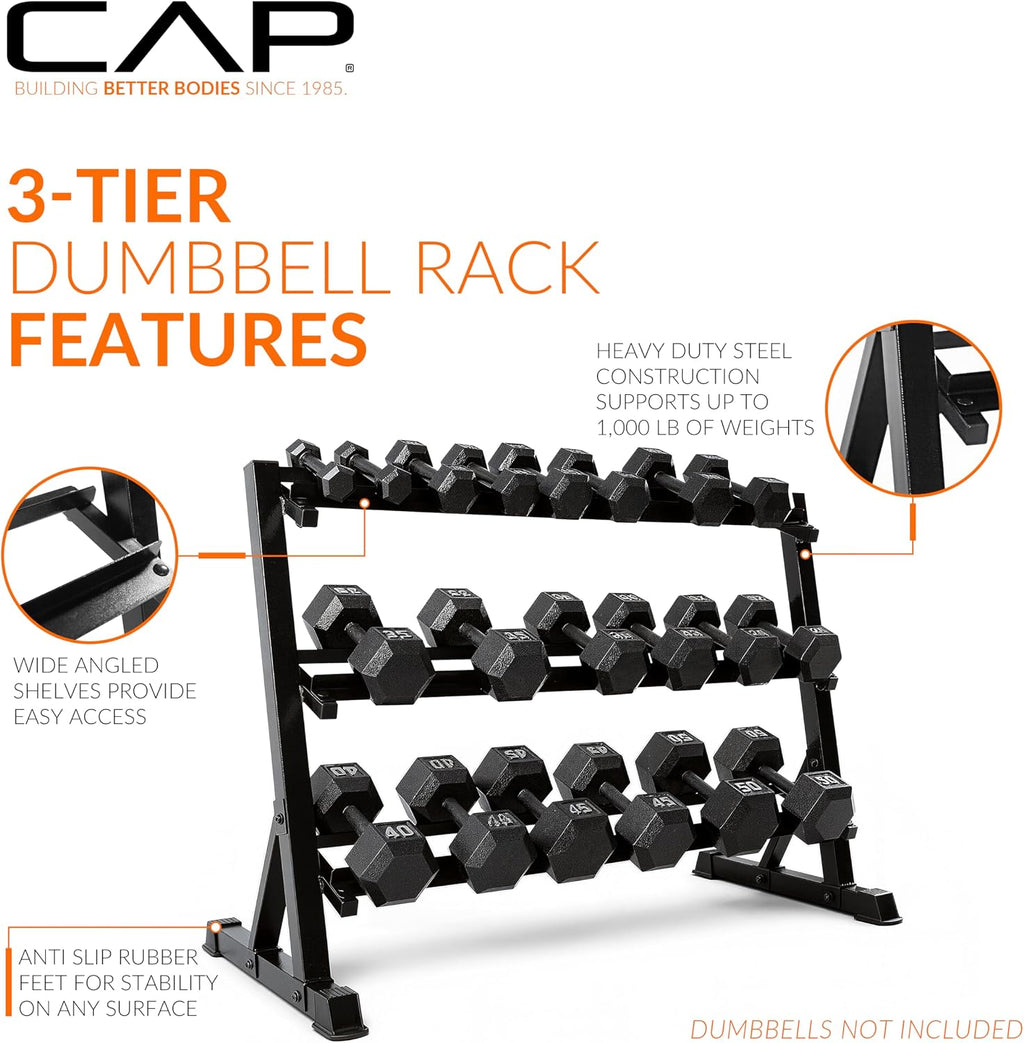 CAP Barbell Dumbbell Rack |5-35lb, 5-50lb or 5-75lb Dumbbell Storage | Multiple Options