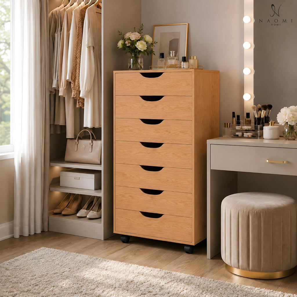 Naomi Home Multi-Drawer Storage Cabinet with 7 Drawers, Compact Organizer for Living Spaces & Home Storage