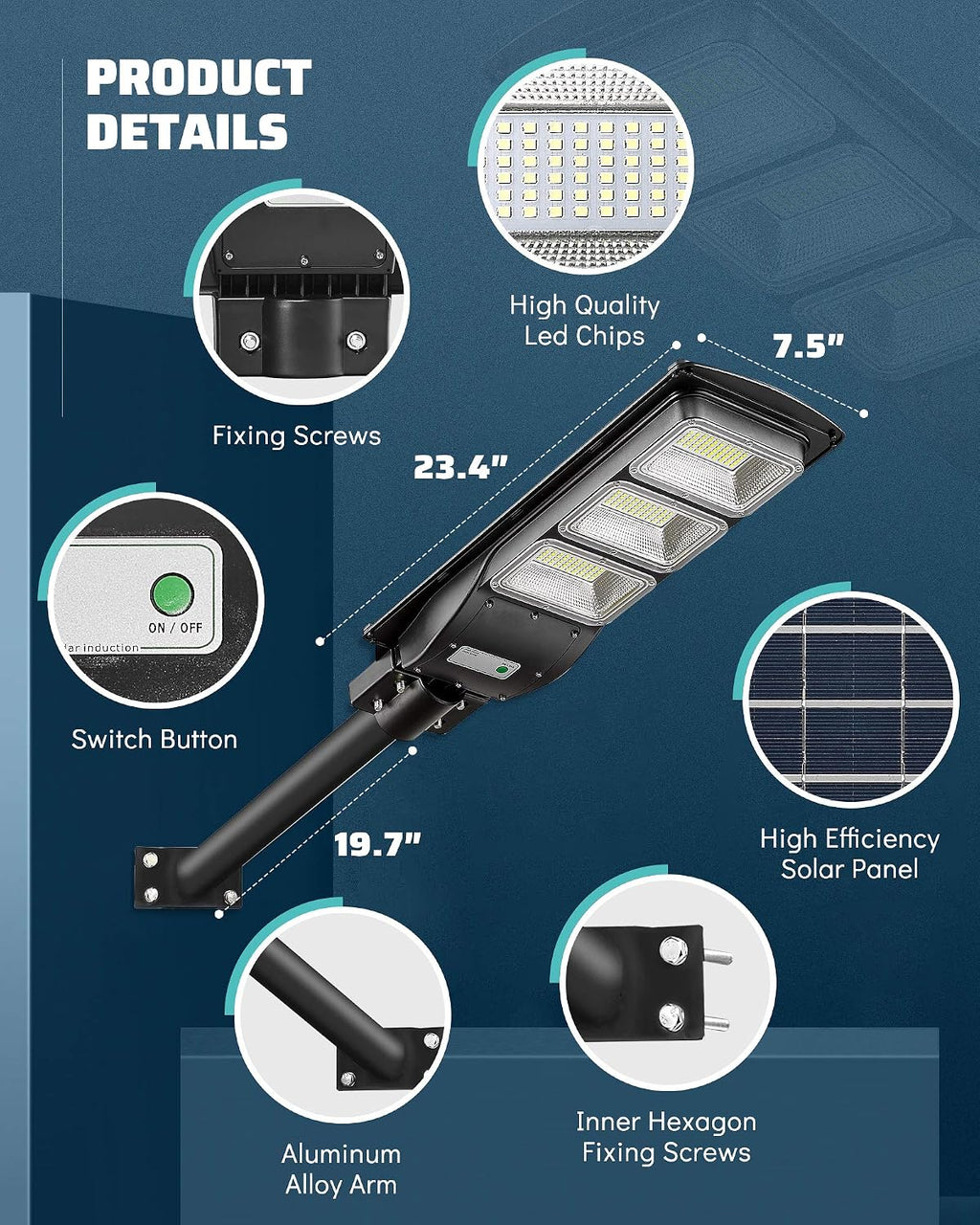 Lovus 2Pack 3600W Solar LED Street Lights, IP65 Waterproof Outdoor Solar Motion Sensor Flood Security Lights Dusk to Dawn for Parking Lot, Home, Garage